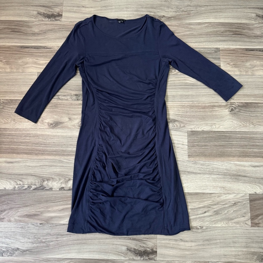 Theory Anora Encase Body Con Mini Dress in Navy Blue Size Small